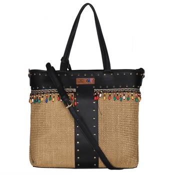 Esbeda Black Color BIG Size Jute tote-bags For Women 1