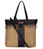 Esbeda Black Color BIG Size Jute tote-bags For Women