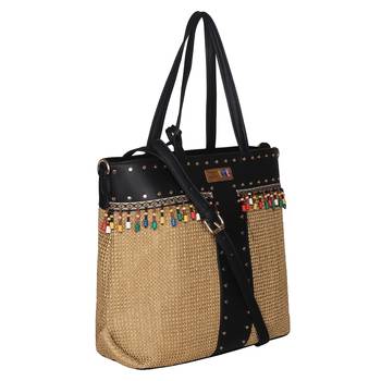 Esbeda Black Color BIG Size Jute tote-bags For Women 2