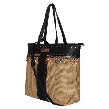 Esbeda Black Color BIG Size Jute tote-bags For Women 3