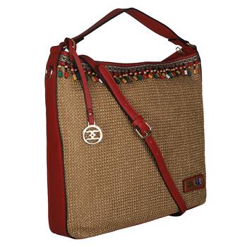 Esbeda Red Color BIG Size Jute tote-bags For Women 2