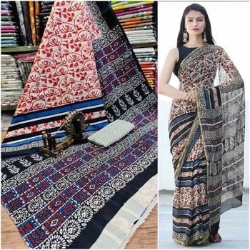 Multi coloured Soft Mulmul Cotton Saree with Blouse Piece 1