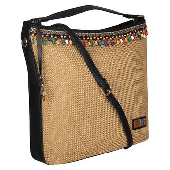 Esbeda Black Color BIG Size Jute tote-bags For Women 2