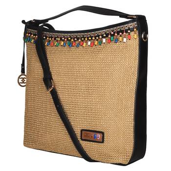 Esbeda Black Color BIG Size Jute tote-bags For Women 3