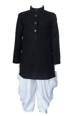 Kids Cotton Black  Kurta Pyjama For Boys 1