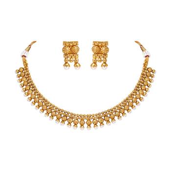 Gold pearl necklace-sets 1