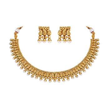 Gold pearl necklace-sets 1