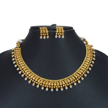 Gold pearl necklace-sets 3