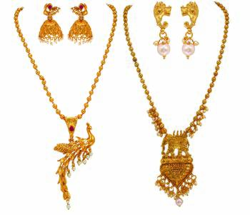 Gold pearl necklace-sets 1
