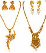Gold pearl necklace-sets
