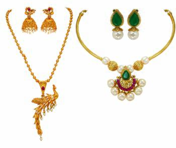 Gold pearl necklace-sets 1