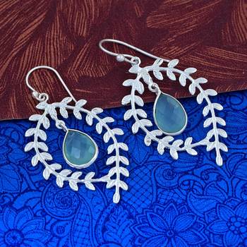 Blue Chalcedony 925 Sterling Silver Earrings 3