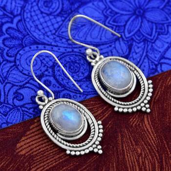 Multicolor Moonstone 925 Sterling Silver Earrings 2