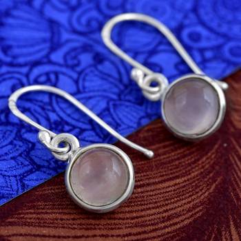 Pink Quartz   925 Sterling Silver Earrings 3