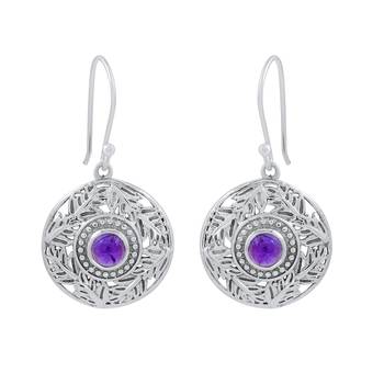 Purple Amethyst   925 Sterling Silver Earrings 1