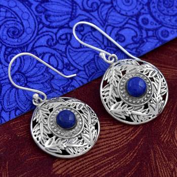 Blue Lapis Lazuli 925 Sterling Silver Earrings 3