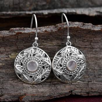 Pink Quartz   925 Sterling Silver Earrings 2