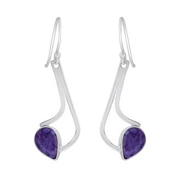 Purple Amethyst   925 Sterling Silver Earrings 1