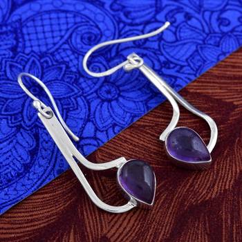 Purple Amethyst   925 Sterling Silver Earrings 3