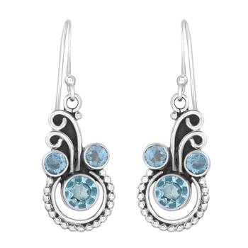 Blue Topaz   925 Sterling Silver Earrings 1