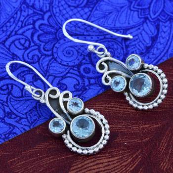 Blue Topaz   925 Sterling Silver Earrings 3