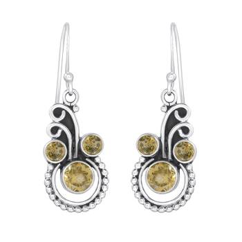 Yellow Citrine 925 Sterling Silver Earrings 1
