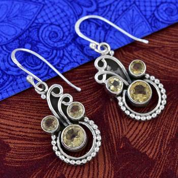 Yellow Citrine 925 Sterling Silver Earrings 2