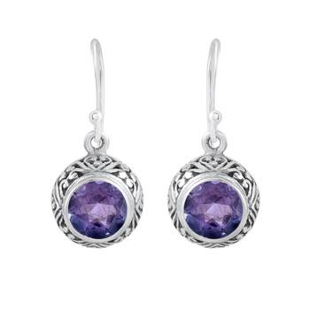 Purple Amethyst   925 Sterling Silver Earrings 1