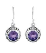 Purple Amethyst   925 Sterling Silver Earrings