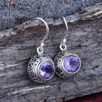 Purple Amethyst   925 Sterling Silver Earrings 2