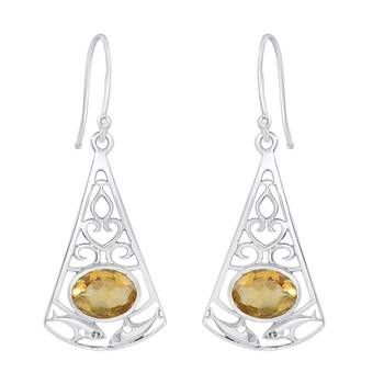 Yellow Citrine 925 Sterling Silver Earrings 1