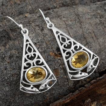 Yellow Citrine 925 Sterling Silver Earrings 2