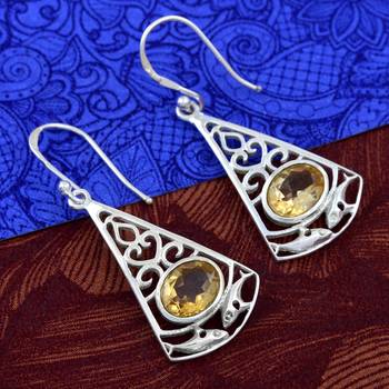 Yellow Citrine 925 Sterling Silver Earrings 3