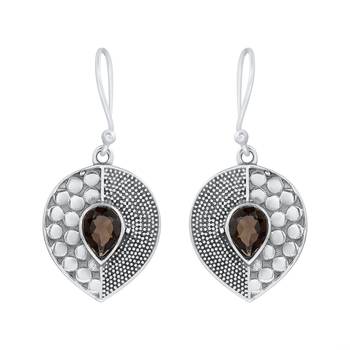 Brown Quartz   925 Sterling Silver Earrings 1