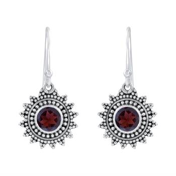Red Garnet 925 Sterling Silver Earrings 1