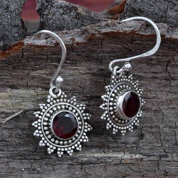 Red Garnet 925 Sterling Silver Earrings 2