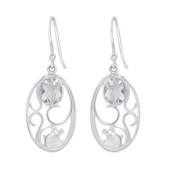 White Crystal 925 Sterling Silver Earrings 1