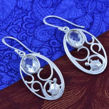 White Crystal 925 Sterling Silver Earrings 3