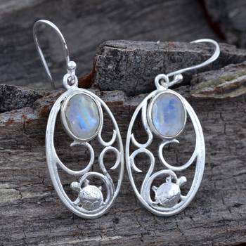 Multicolor Moonstone 925 Sterling Silver Earrings 2