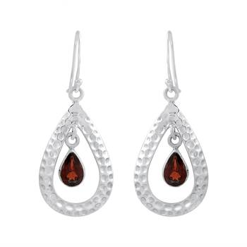 Red Garnet 925 Sterling Silver Earrings 1