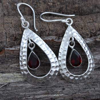 Red Garnet 925 Sterling Silver Earrings 2