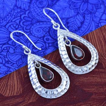 Red Garnet 925 Sterling Silver Earrings 3