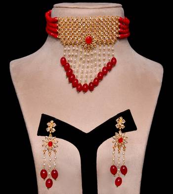 Kundan and Red Stone Embellished Designer Neckpiece 317FNN160 1