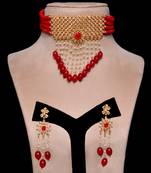 Kundan and Red Stone Embellished Designer Neckpiece 317FNN160