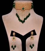 Kundan and Emerald Stone Embellished Designer Neckpiece 317FNN161