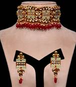 Kundan and Stone Embellished Meenakari Worked Designer Choker 317FNN167