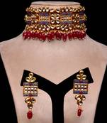 Kundan and Stone Embellished Meenakari Worked Designer Choker 317FNN168