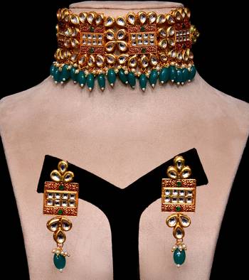 Kundan and Stone Embellished Meenakari Worked Designer Choker 317FNN170 1