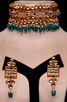 Kundan and Stone Embellished Meenakari Worked Designer Choker 317FNN170