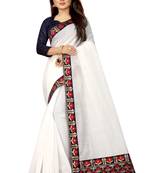 White woven chanderi saree with blouse